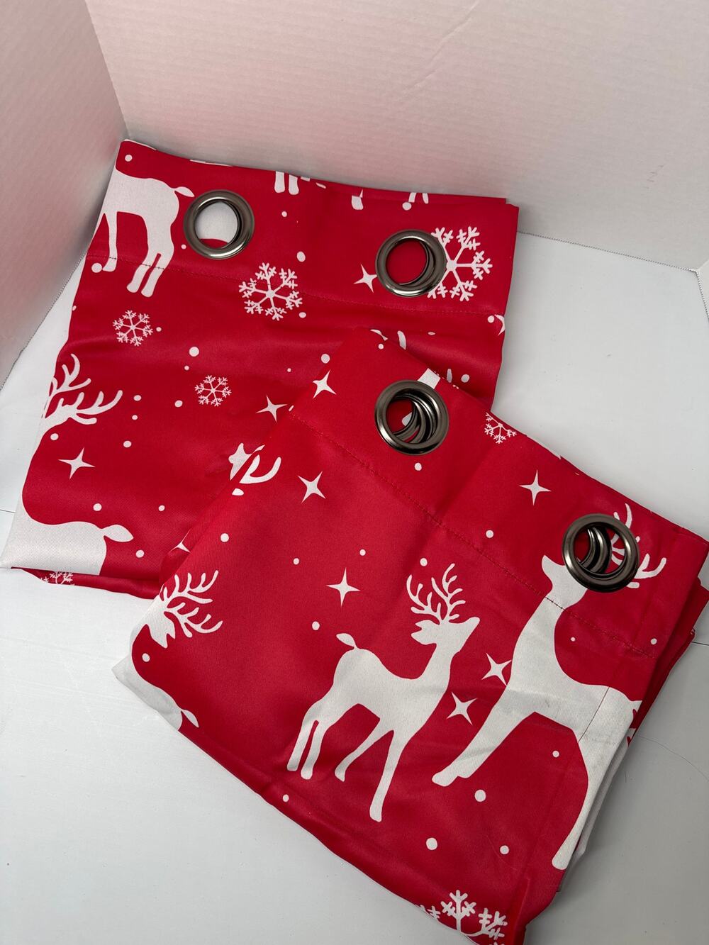 Bonzer Oeko-Tex standard 100 Christmas deer red curtains size 52in X 63in